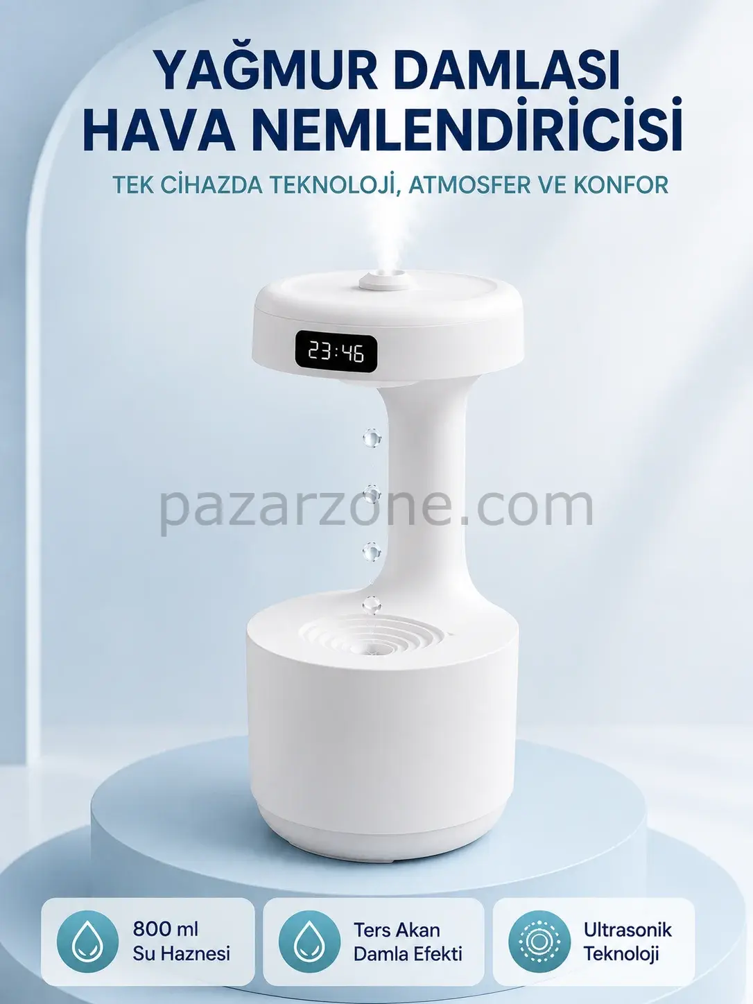 Anti Yerçekimi Su Damlası Hava Nemlendirici 800 ml Ultrasonik Aroma Difüzör