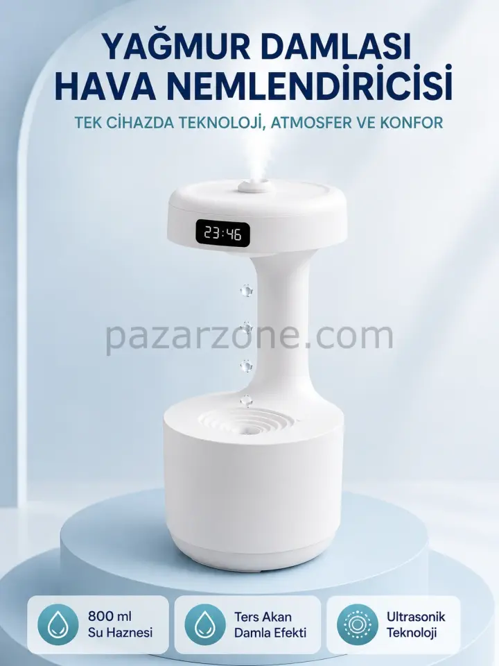 Anti Yerçekimi Su Damlası Hava Nemlendirici 800 ml Ultrasonik Aroma Difüzör