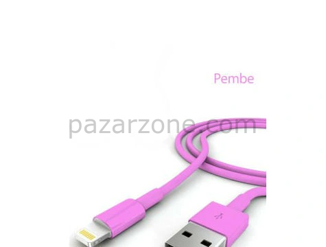 İphone Şarj Data Kablosu - Pembe