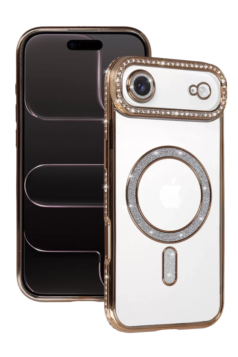 Newface Apple iPhone 17 Air Joke Simli Magneticsafe Kılıf - Gold