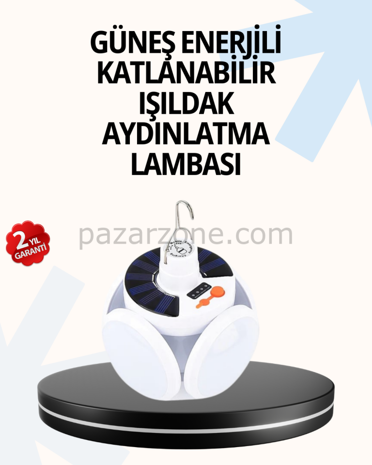 Katlanabilir 5 Kanatlı Solar LED Bahçe ve Kamp Lambası