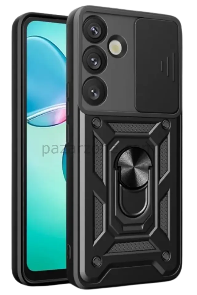 Newface Samsung Galaxy S25 Kılıf Pars Lens Yüzüklü Silikon - Siyah
