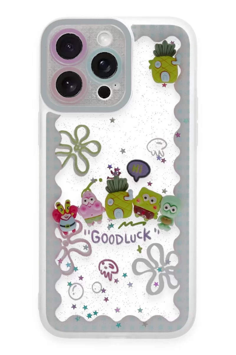 Newface Apple iPhone 14 Pro Kılıf Sweet Desenli Silikon Kapak - Açık Mavi