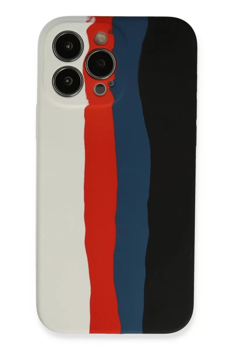 Newface Apple iPhone 13 Pro Kılıf Ebruli Lansman Silikon - Beyaz-Siyah