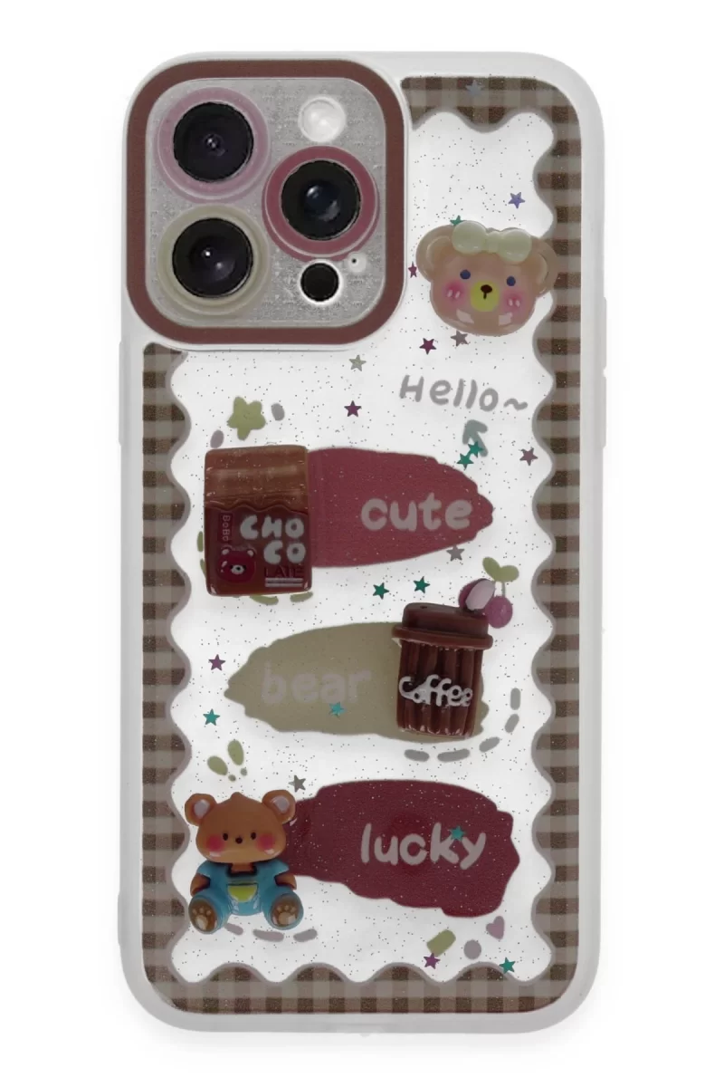 Newface Apple iPhone 14 Pro Kılıf Sweet Desenli Silikon Kapak - Şeffaf