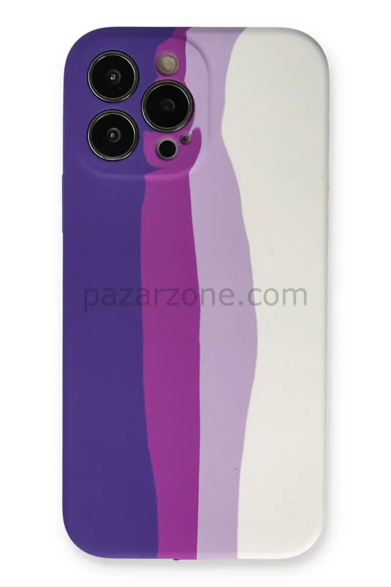 Newface Apple iPhone 13 Pro Kılıf Ebruli Lansman Silikon - Mor-Beyaz
