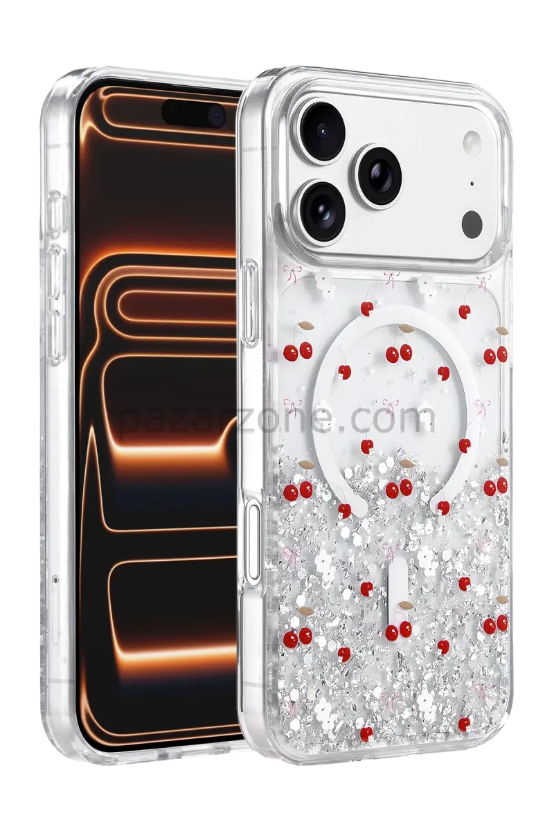 Onegif Apple iPhone 17 Pro Max Misk Simli Magsafe Kapak - Desen 5