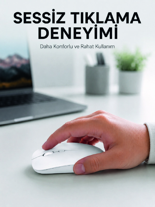 Şarjlı Wireless Mouse Bluetooth Çift Modlu Sessiz Yüksek Hassasiyetli Fare