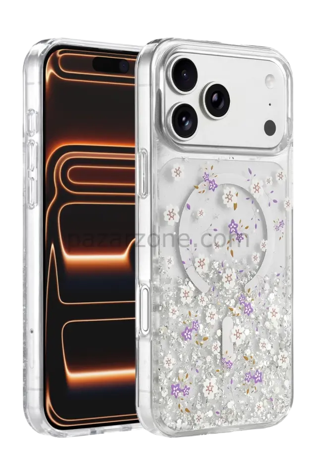 Onegif Apple iPhone 17 Pro Misk Simli Magsafe Kapak - Desen 2