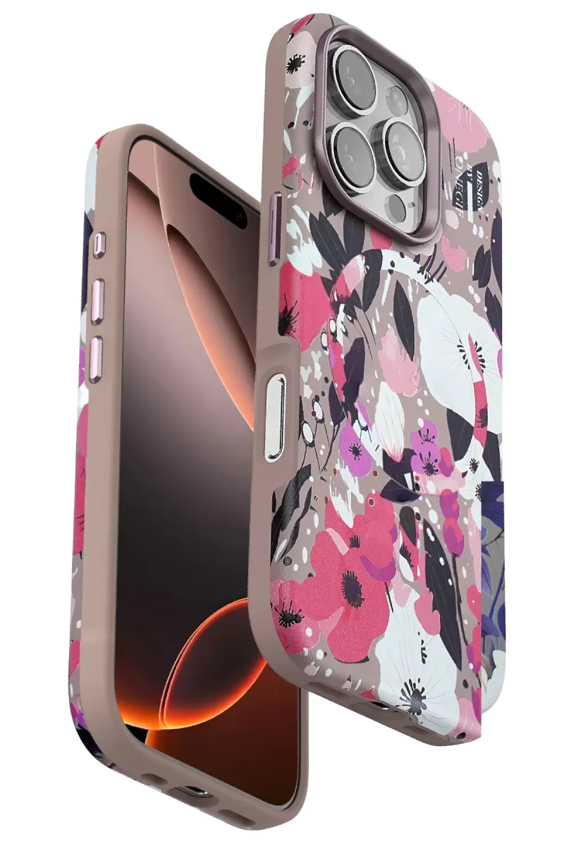 Onegif Apple iPhone 16 Pro Flower Series Magsafe Kapak - Pembe