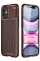 Newface Apple iPhone 12 Mini Kılıf Auto Focus Karbon Kapak - Kahverengi