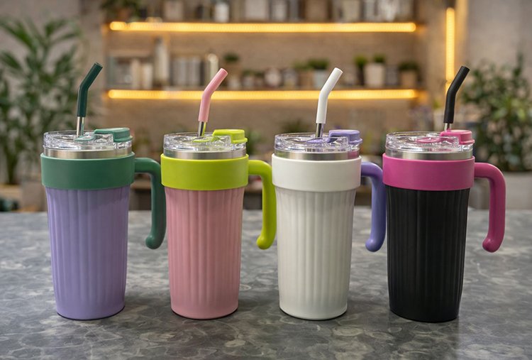 Isı Muhafazalı Kulplu Ve Pipetli Çelik Termos Kupa Bardak