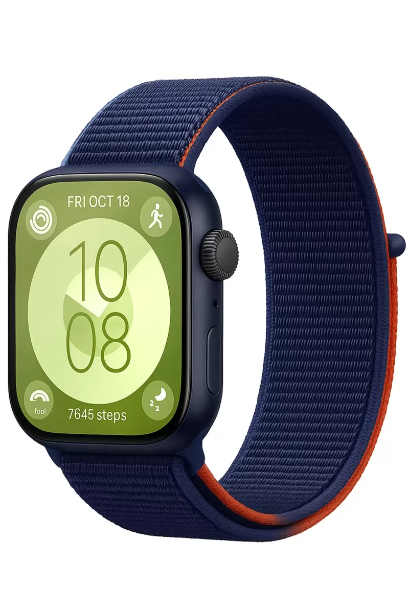 Newface Huawei Fit 4 Hasırlı Cırtcırtlı Kordon - Lacivert-Turuncu