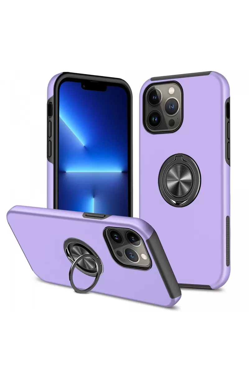 Newface Apple iPhone 13 Pro Kılıf Elit Yüzüklü Kapak - Mor