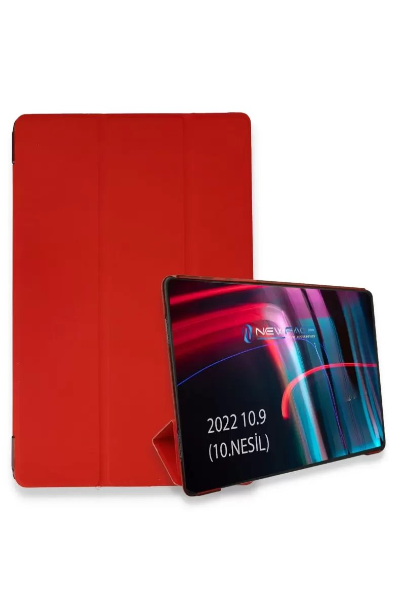 Newface Apple iPad 2022 10.9 (10.nesil) Kılıf Tablet Smart Kılıf - Kırmızı