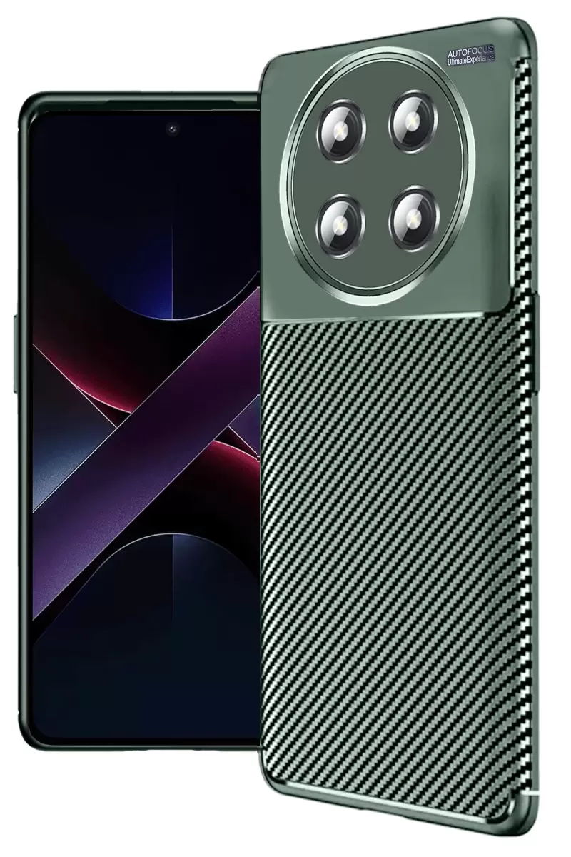 Newface Honor Magic 7 Lite Kılıf Auto Focus Karbon Kapak - Koyu Yeşil