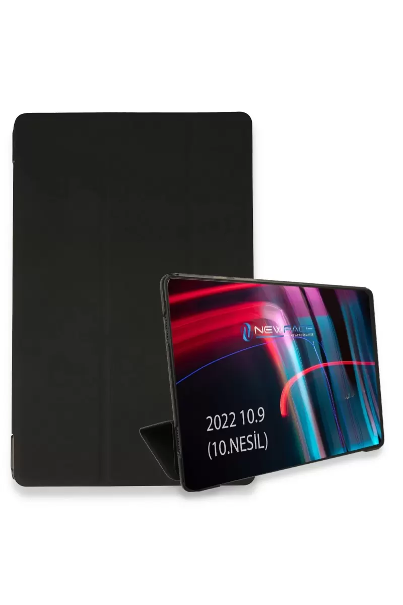 Newface Apple iPad 2022 10.9 (10.nesil) Kılıf Tablet Smart Kılıf - Siyah