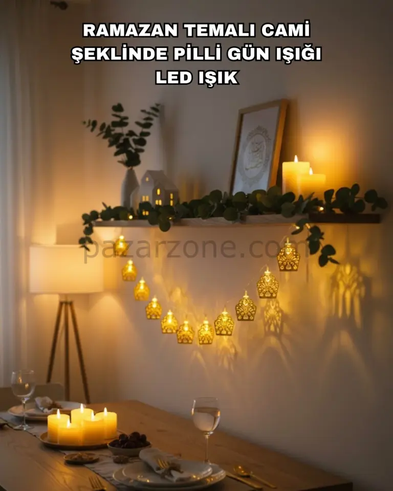 Ramazan Bayram Süslemesi İçin LED Işık Cami Figürlü Dekoratif Tasarım