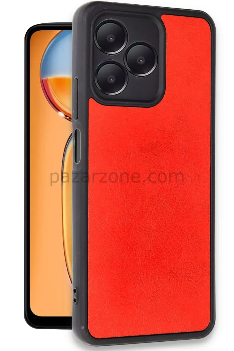 Newface Realme Note 50 4G Kılıf Aras Deri Kapak - Kırmızı