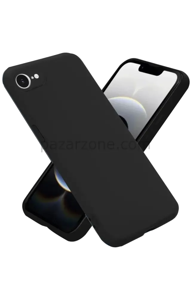 Newface Apple iPhone 16E Kılıf Nano içi Kadife Silikon - Siyah