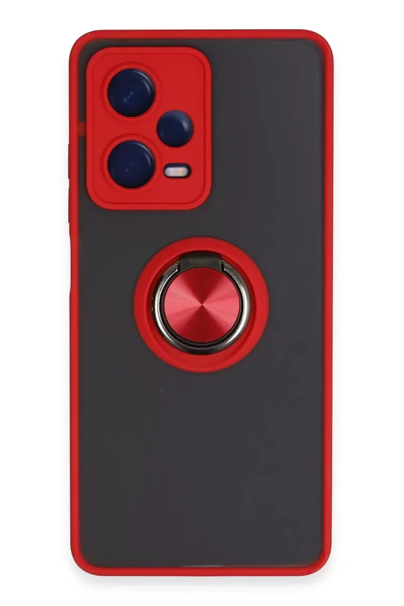 Newface Xiaomi Poco X5 Pro 5G Kılıf Montreal Yüzüklü Silikon Kapak - Kırmızı