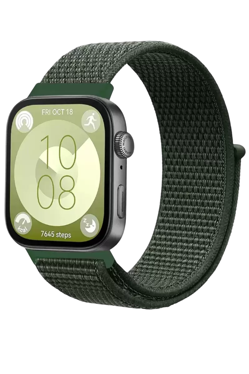 Newface Huawei Fit 4 Hasırlı Cırtcırtlı Kordon - Koyu Yeşil