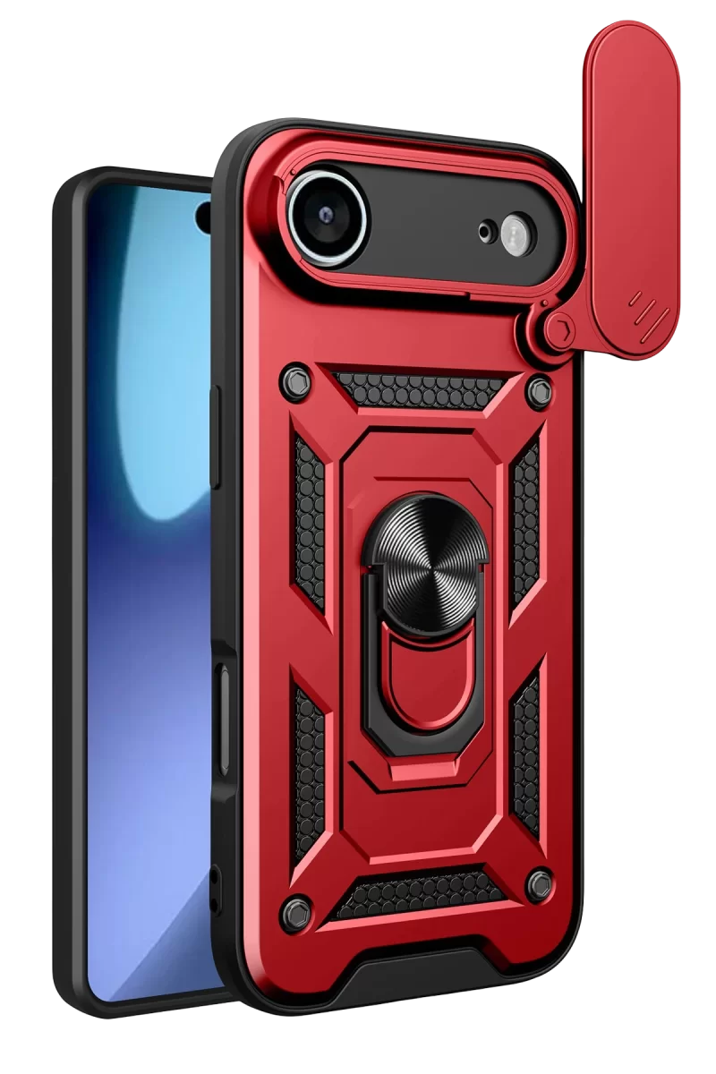 Newface Apple iPhone 17 Air Pars Lens Yüzüklü Silikon - Kırmızı