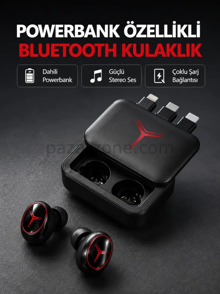 Powerbank Özellikli Bluetooth Kablosuz Kulaklık – Dokunmatik Kontrol, Uzun Pil Ömrü, Ergonomik Tasarım