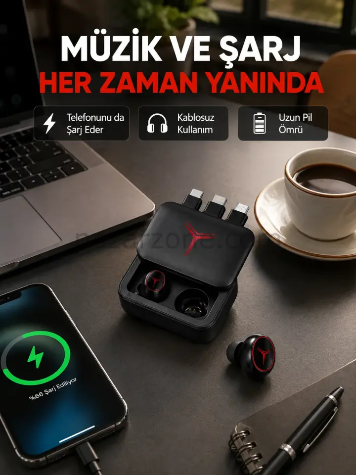 Powerbank Özellikli Bluetooth Kablosuz Kulaklık – Dokunmatik Kontrol, Uzun Pil Ömrü, Ergonomik Tasarım