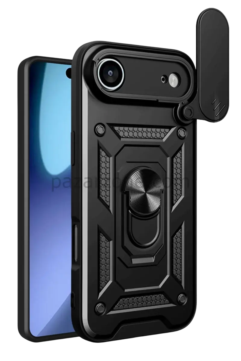 Newface Apple iPhone 17 Air Pars Lens Yüzüklü Silikon - Siyah