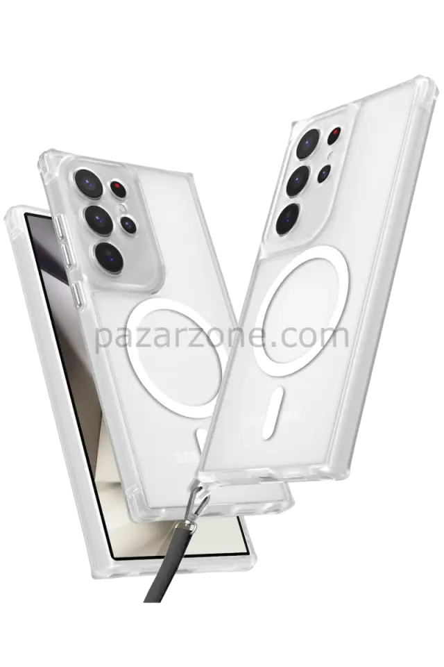 Newface Samsung Galaxy S24 Ultra Kılıf Enka Magsafe Silikon Kılıf - Şeffaf