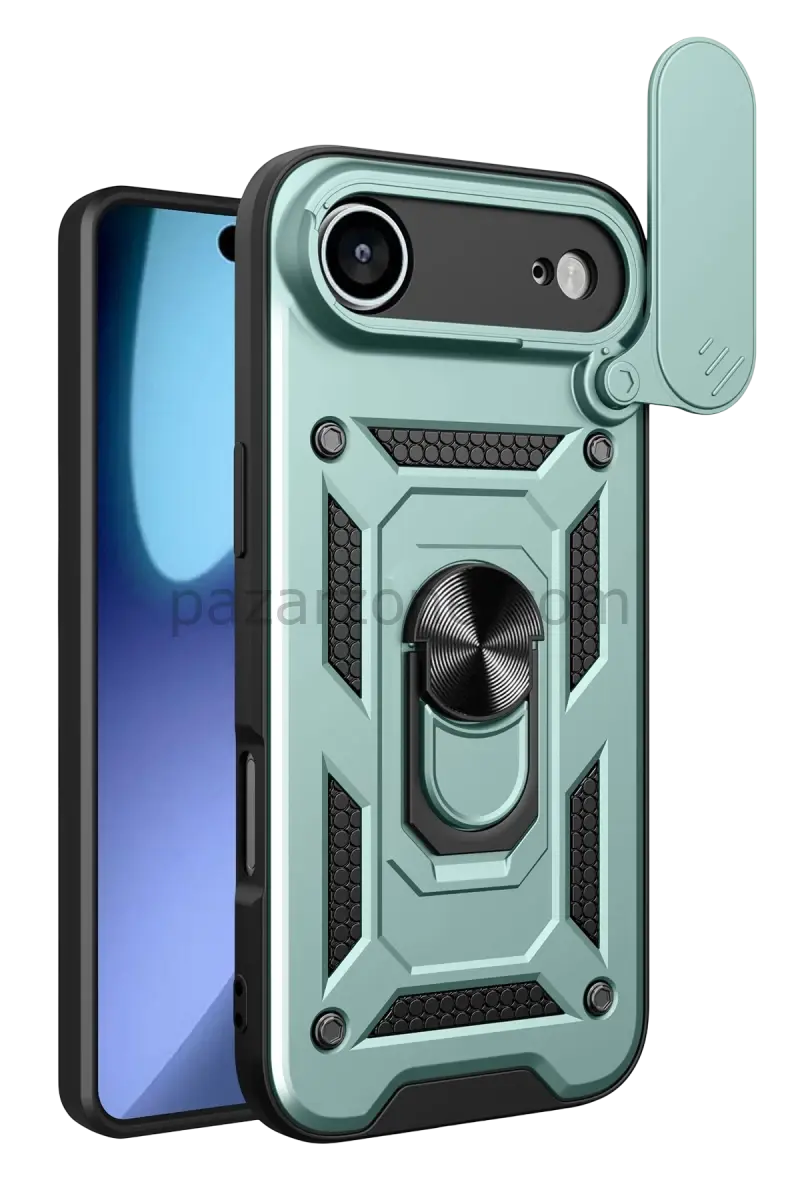 Newface Apple iPhone 17 Air Pars Lens Yüzüklü Silikon - Yeşil