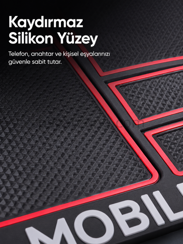 Çok Bölmeli Araç İçi Organizer Mat Kaydırmaz Silikon Telefon Tutuculu Tasarım